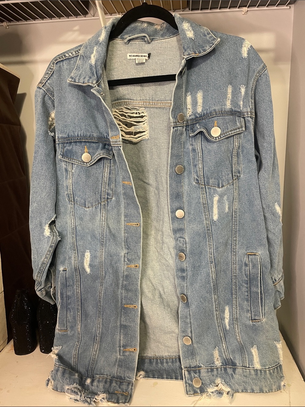 Light Blue Distressed Denim Jacket